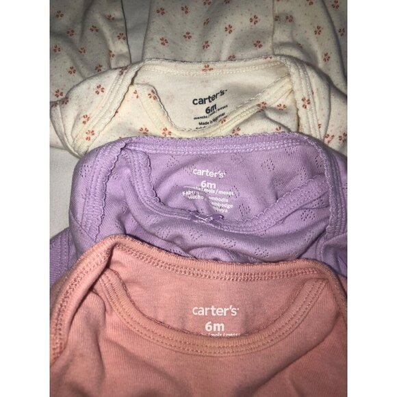 Baby Girl One Piece Bib Bundle 6M Carters Butterfly Duck Ruffles Short Long - Picture 5 of 7